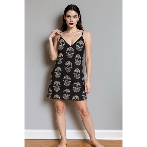 Halloween Goth Size Large Slip dress. Goth Punk Witchy Romantic Goth Pop Art - Picture 1 of 12